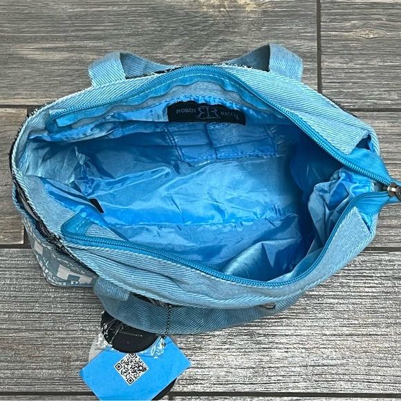 NWT Robin Ruth Helsinki Finland Tote Travel Bag Purse Blue Black Zip Closure - Picture 8 of 15